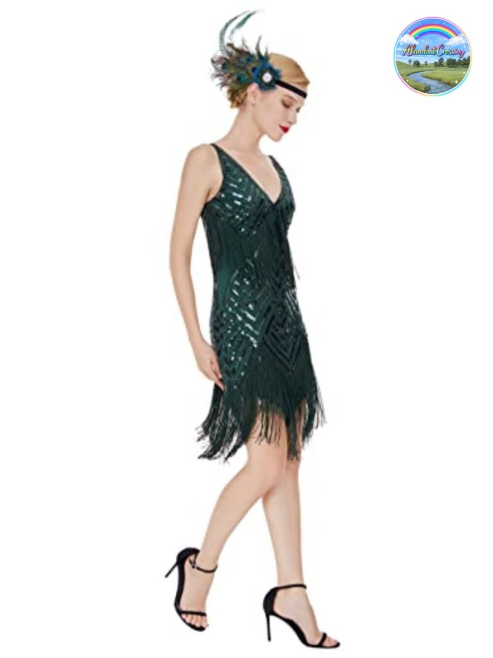 1920s Flapper Gatsby Dress Deep V Neck Sleeveless Sequin Bodycon Mini